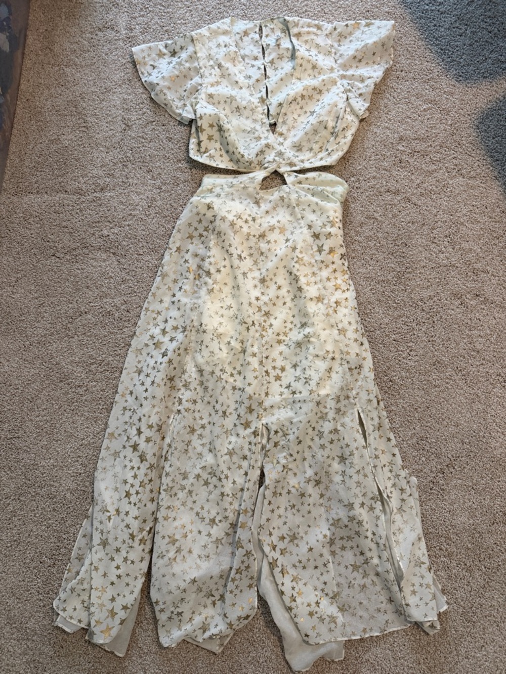 Free People Cream Two-Piece Star Print Midi Dress